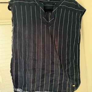 Tommy Hilfiger Blue and White Pinstripe Blouse